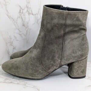 NEW Eric Michael Olivia Women's Kid Suede Taupe Gray Side Zip Boot Size 6 $210
